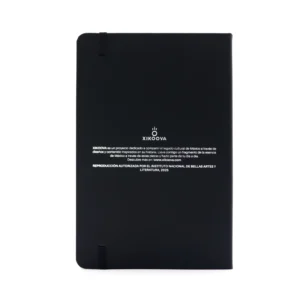 Foto trasera de Libreta Negra con diseño inspirado en el Conjunto escultórico de la cúpula del Palacio de Bellas Artes