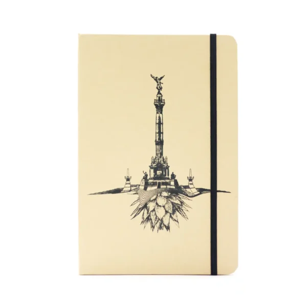 Front photo of Arena de Mazunte Notebook with design inspired by the Angel of Independence.