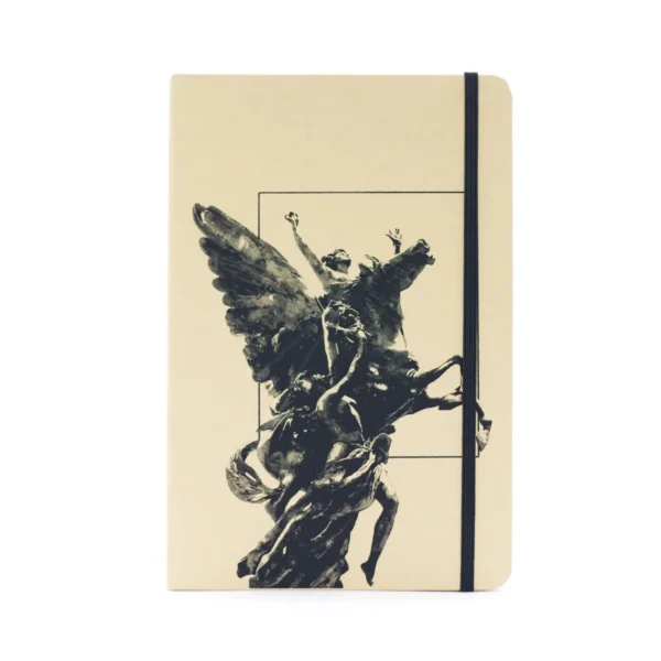 Foto frontal de Libreta Arena de Mazunte con diseño de Pegaso del Palacio de Bellas Artes