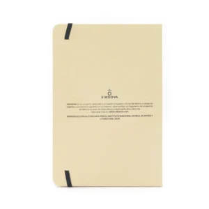 Back photo of Arena de Mazunte notebook with Pegasus design from the Palace of Fine Arts.