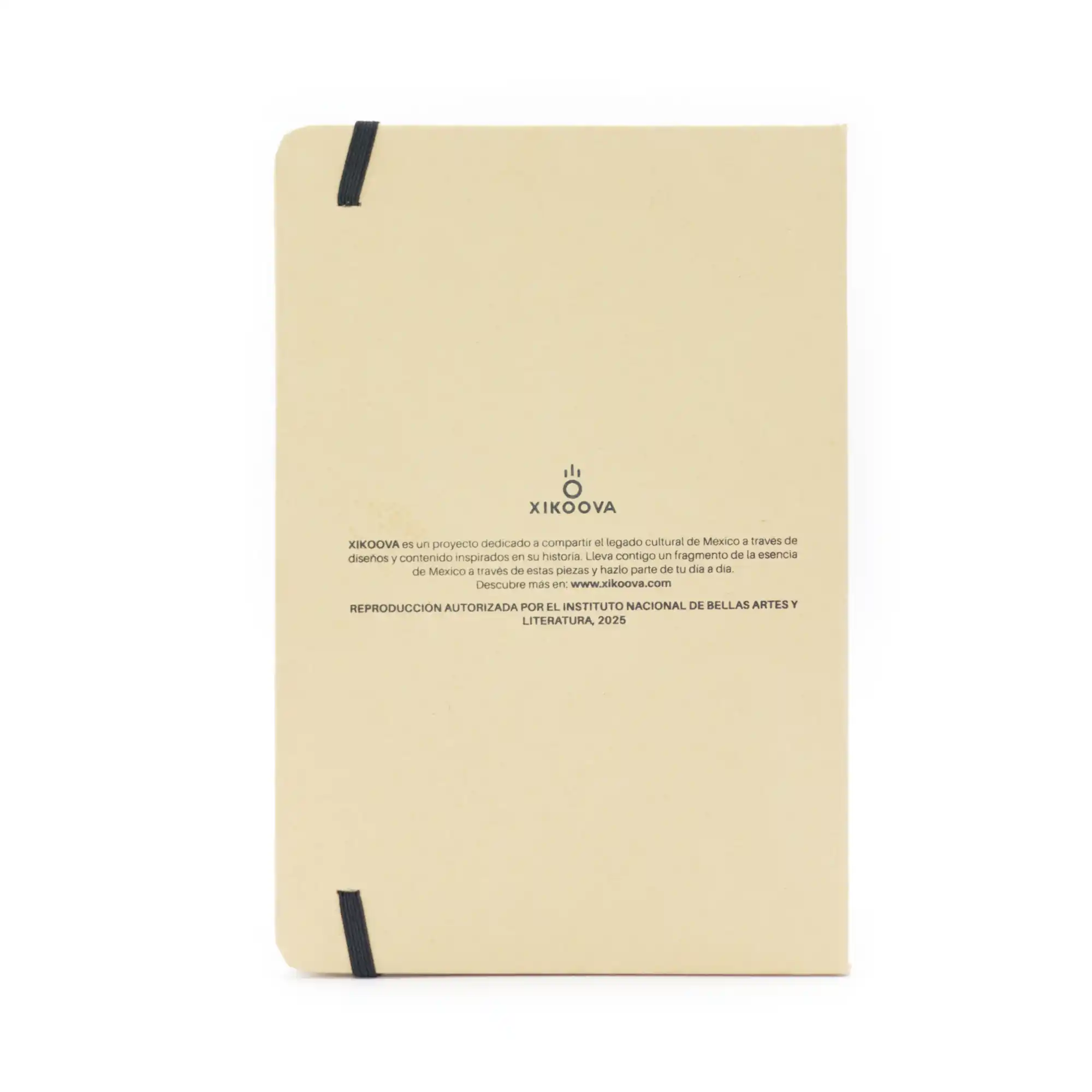 Back photo of Arena de Mazunte notebook with Pegasus design from the Palace of Fine Arts.