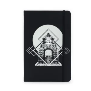 Front photo of Libreta Negra with design inspired by the Monument to the Revolution.