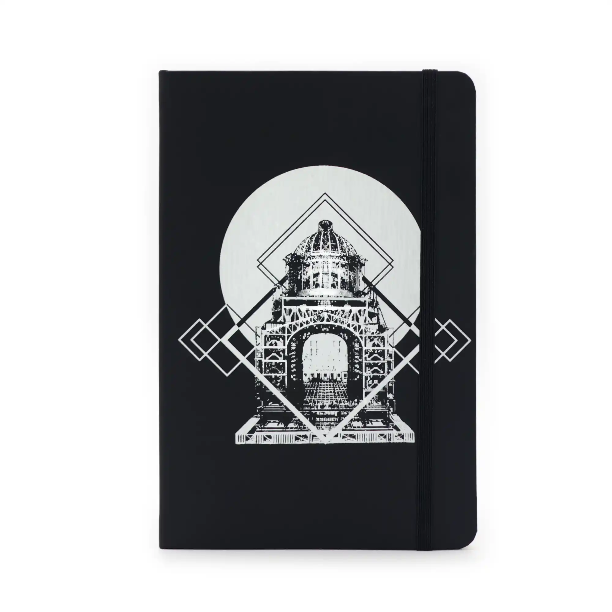 Front photo of Libreta Negra with design inspired by the Monument to the Revolution.