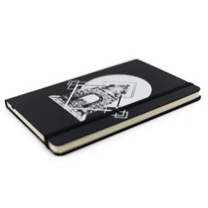 Isometric photo of Libreta Negra with design inspired by the Monument to the Revolution.