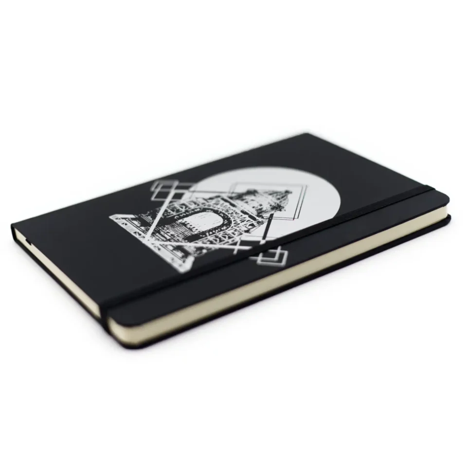 Isometric photo of Libreta Negra with design inspired by the Monument to the Revolution.