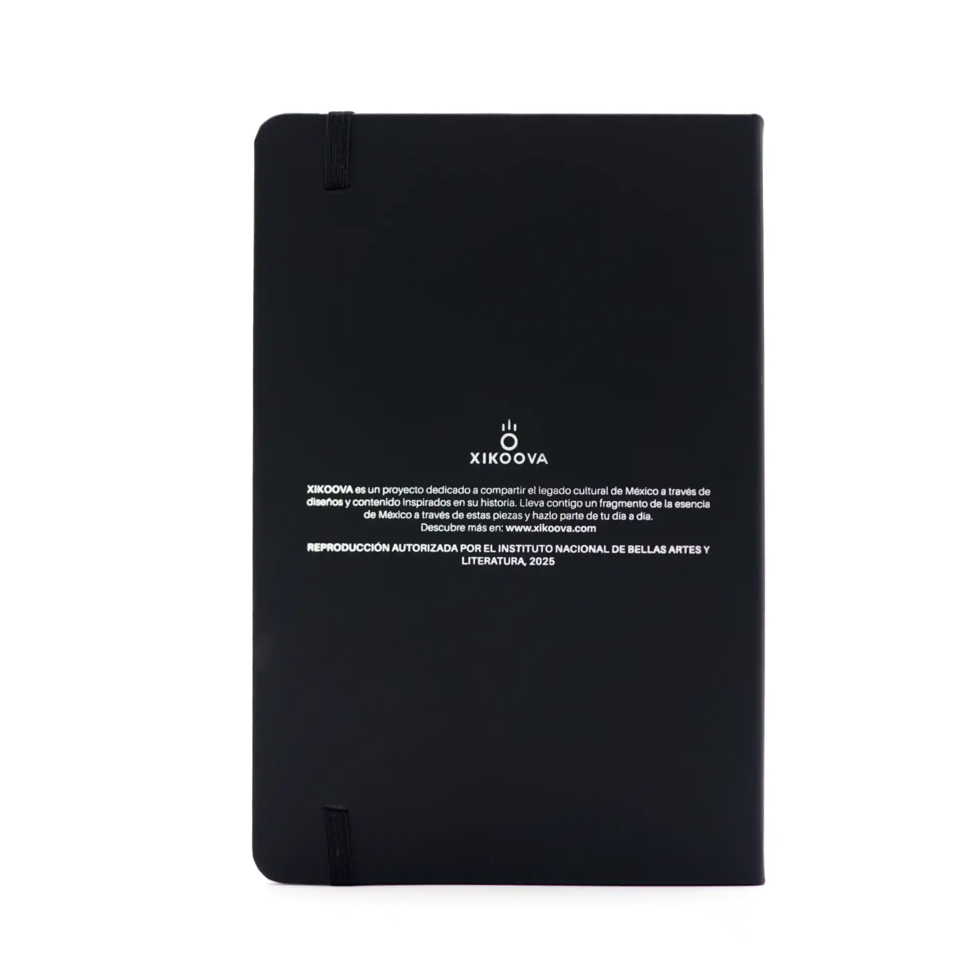 Back photo of Black Notebook with design inspired by the Monument to the Revolution.