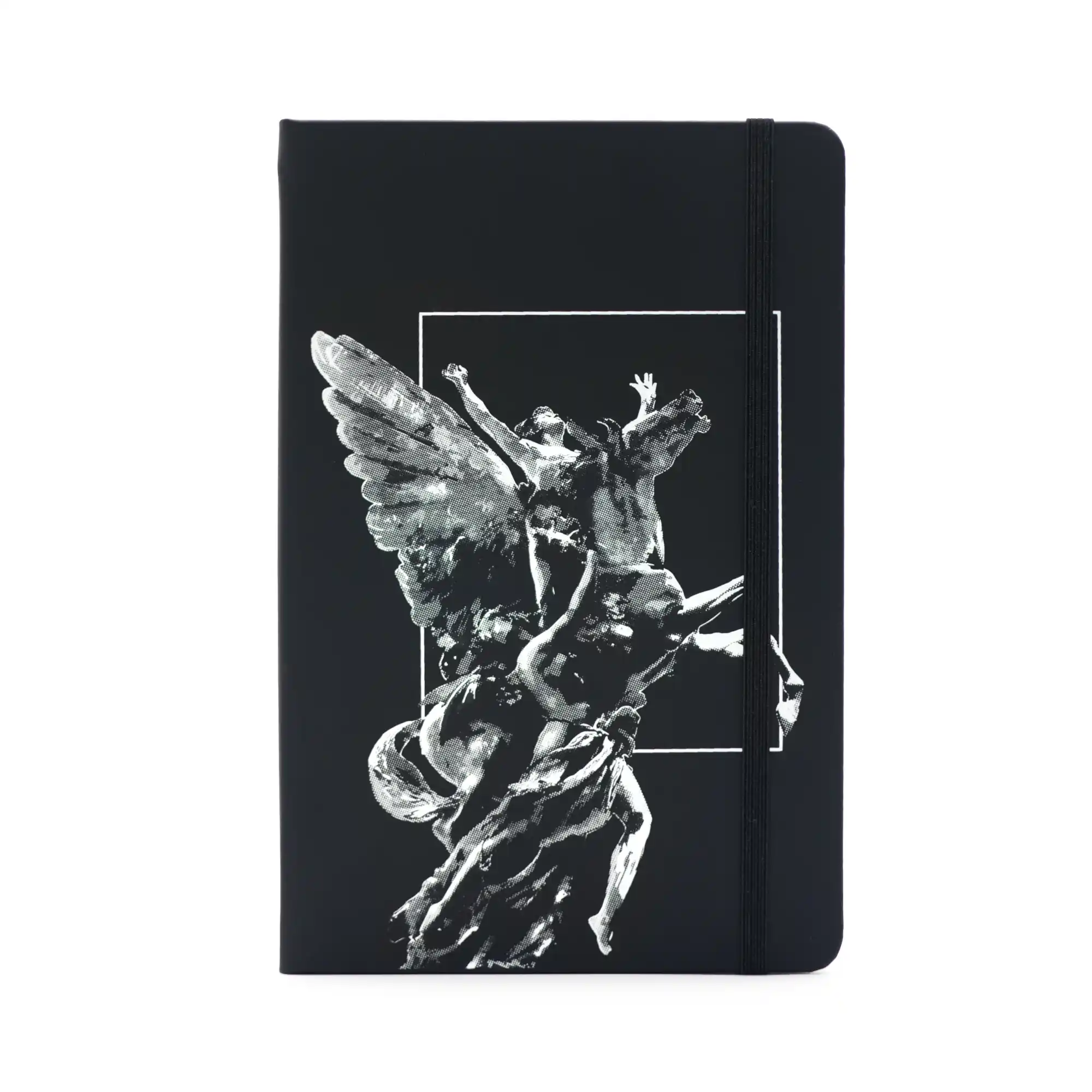 Front photo of Libreta Negra with Pegasus design from the Palace of Fine Arts.
