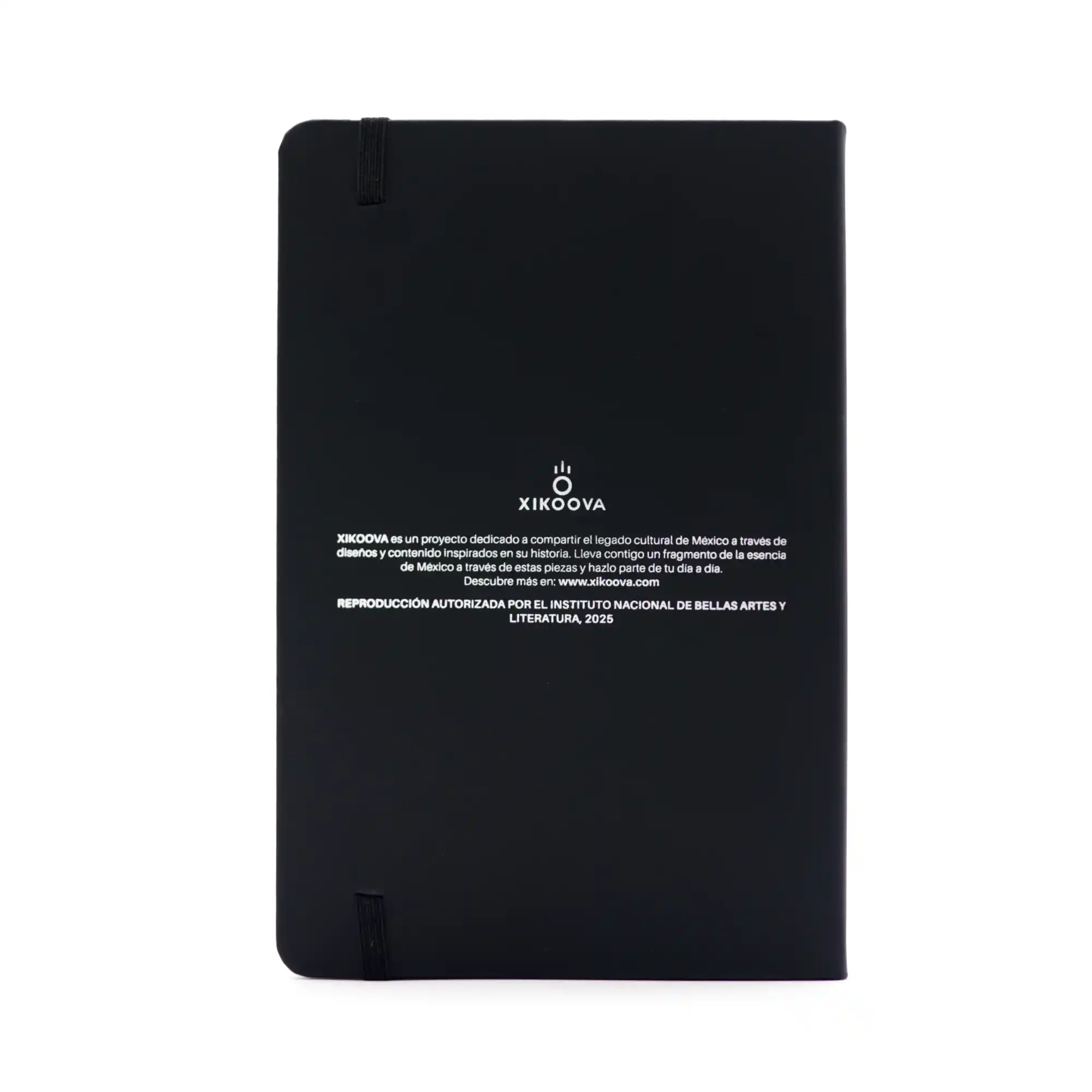 Back photo of Libreta Negra with Pegasus design from the Palace of Fine Arts.