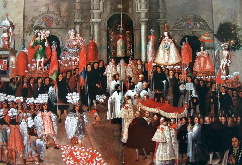 Procesión del Corpus Christi en Cuzco. Ingreso en la Catedra