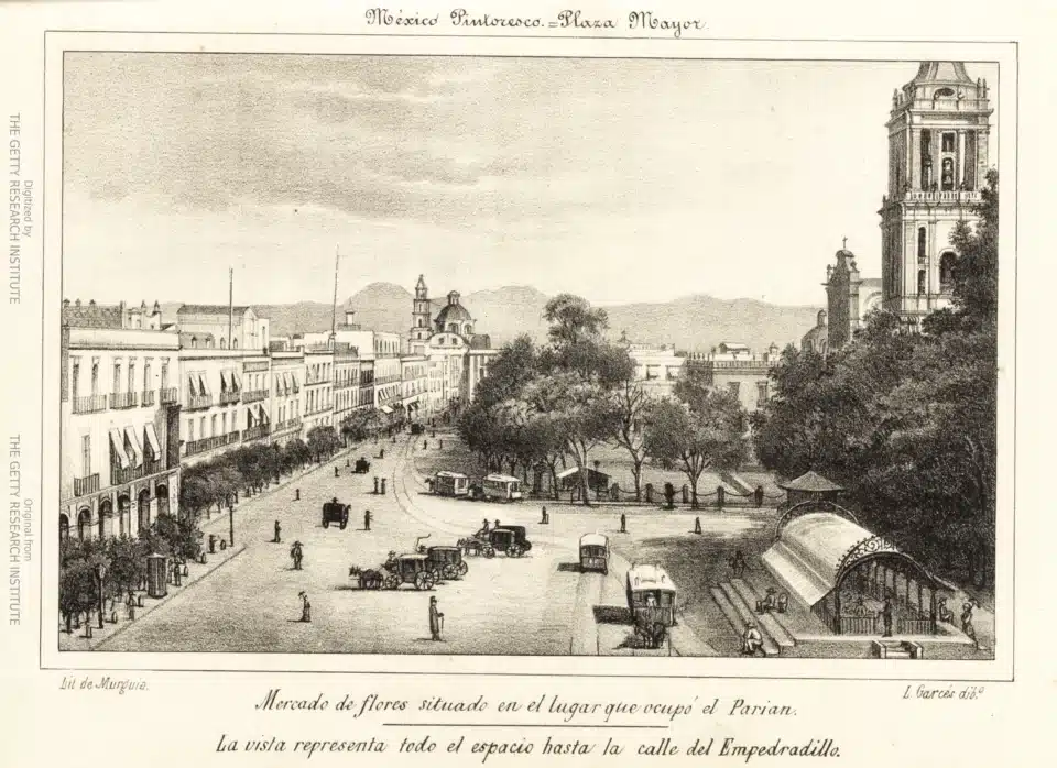 Allegory of the flower market in Mexico City's Plaza Mayor